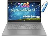 HP Chromebook 14 Laptop (14" HD, Intel 4-Core Celeron N4120, 4GB RAM, 64GB SSD, UHD Graphics 600) for Home & Student, Light Weight & 14-Hr Battery Life, Webcam, Wi-Fi, IST HUB, Chrome OS, Grey