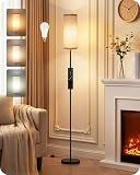 64.4” Slim Floor Lamp for Living Room with Magnetic Remote and Foot Switch, Dimmable Standing Tall Lamp Mood for Bedroom Nursery, 3 Color Temperatures, 1-Hour Timer,900LM Bulb Included,Beige E06LD05W1