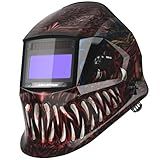 ARCCAPTAIN Welding Helmet Auto Darkening, 1/1/1/1 True Color Welding Hood, 4 Arc Sensor 1/25000s Response Time Solar Powered Weld Hood Helmet, Alien
