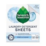 Seventh Generation Laundry Detergent Sheets, Free & Clear, 32 Count