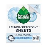Seventh Generation Laundry Detergent Sheets 32ct Free & Clear Removes Tough Stains Safer for your family