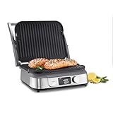 Cuisinart Electric Griddler FIVE Countertop Grill, Enjoy 5-in-1 Functions Including Panini Press, LCD Display, Wide Temperature Range, and Sear Function, Nonstick Plates, GR-5NAS, Stainless Steel