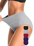 OLIKEME Womens High Waisted Underwear Cotton Tummy Control Stretch Panties Postpartum Soft Ladies Briefs 5 Pack (Multi, L)