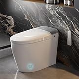 HAWKROWN Smart Toilet, Bidet Toilet with Pump Assisted Flush, Foot Sensor Operation, Heated Bidet Seat, Warm Water, Dryer, Digital Display, Night Light, Tankless Toilet with Cleaning Foam Dispenser