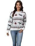Aetosophis Ugly Christmas Sweater Women Funny Winter Warm Plus Size Christmas Santa Sweater Womens Oversized 2025 Trendy Holiday Long Winter Dressy Lightweight Pullover for Women 2026-C White-XXL