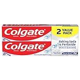 Colgate Baking Soda & Peroxide Toothpaste - Whitens Teeth, Fights Cavities & Removes Stains, Brisk Mint, 6 Ounce (Pack of 2)