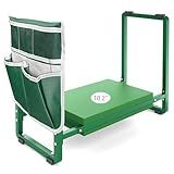 FLINTER Garden Kneeler and Seat, 10.2" Wider Heavy Duty Thick Gardening Bench for Kneeling and Seat - Multifunctional Kneeler Bench, Gardening Gifts for Women, Seniors Grandparents, Green
