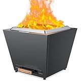 LEGACY HEATING Cyberpit One 28 inch Smokeless Fire Pit, w/Pull-Out Ash Pan, Portable Outdoor Firepits, Carry Handle for Backyard Patio Camping Bonfire, Stainless Steel, Black