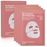 Nityrliv Collagen Face Mask, 4 Pack Bio-Collagen Real Deep Mask Overnight Hydrating Face Mask for All Skin Types,Original Hydrating Collagen Face Mask