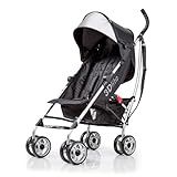 Bright Starts 3Dlite Convenience Stroller, Black - Lightweight Stroller, Large Seat Area, Mesh Siding, 4 Position Recline, Extra Large Storage Basket, Infant Stroller for Travel