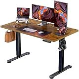 ErGear Height Adjustable Electric Standing Desk, 48 x 24 Inches Sit Stand up Desk, Memory Computer Home Office Desk with Two-Piece Desktop (Vintage Brown)