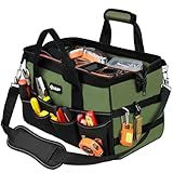 UUP Heavy Duty Tool Bag 15-Inch, 16-Pocket Portable Empty Tool Box Organizer, Big Storage Toolbox Organization, Soft Handle Large Zipper Carrying Toolbag, Father Day Gifts for Him Dad Men, Green