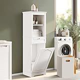 YITAHOME 53" Tall Tilt-Out Laundry Storage Cabinet, Hidden Hamper with Adjustable Shelves, Removable Basket & Sturdy Wooden Design for Bathroom or Laundry Room Organization, White