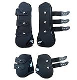 Zelro Open Front Jumping Tendon and Hind Fetlock Horses Boots, Secure Leg Protection, Lightweight and Tough Dressage Horse Riding Equestrian Equipment