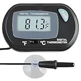 SunGrow Digital Betta Thermometer for Tropical Aquarium Fish, Black Color, Suction Cups and 1 Battery Included, 1 pc per Pack