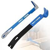 SHALL 2-Piece Pry Bar Set, 15-Inch Flat Pry Bar & 12-Inch Cats Paw Nail Puller, Heavy-Duty Crowbar, Utility Claw Bar, Wonder Bar for Home Remolding & Woodworking