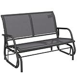 Outsunny 2-Person Outdoor Glider Bench with Steel Frame, Gray