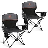 ALPHA CAMP 2-Pack Folding Camping Chair with Cooler Bag & Lumbar Support