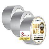 Silver Duct Tape Heavy Duty: 3 Rolls 2''x20yd Wide Waterproof Outdoor Duck Furniture Repair Tape Bulk - Strong Adhesive Weather UV Resistant No-Residue Masking Tapes Patterns Variety Pack (Siliver)