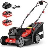 EWORK 40V Electric Lawn Mower Cordless, 14" Electric Push Mower with 2x4.0Ah Batteries & Charger, 3800RPM Motor, 6-Height Adjustment, 21Lbs Lightweight Battery Powered Lawnmower for Garden, Small Yard