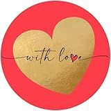 500 Love Stickers with Gold Foiling, 1.5 Inch Size Best Suitable for Anniversary, Birthday's, Valentine's Day Gifting, Decoration,Theme Parties .…