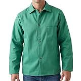 MAGID SparkGuard Flame Resistant Green Welding Jacket | 1 Jacket | 9 oz. Lightweight 100% Cotton Sateen | ASTM D6413 | Men’s | 1830 | Breathable Spark & Heat Protection PPE | PVC-Free