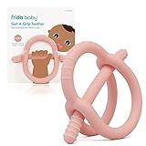 Frida Baby Get-A-Grip Silicone Teether for Teething Pain Relief, BPA-Free Food-Grade Teething Toys for Infant Baby Newborn 0-6, 12, 18 Months, Easy-Grip Teether Ring, PVC-Free, Pink