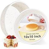 AOTASO 10 inch Silicone Round Cake Pans with Metal Reinforced Frame, Nonstick Cake Molds for Baking, BPA Free Set of 2 (Cream)