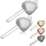 2 Pack Stainless Steel 18/8 Small Food Strainer, Fine Mesh Sieve with Long Handle, Cocktail Strainer For Cocktails, Tea Herbs, Coffee & Drinks, Rust Proof & Great as Tea Strainer, 3.5inch