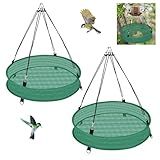 2Pcs Bird Seed Catcher Tray for Hanging Bird Feeder Platform, 4" Deep Birdseed Hoop for Hummingbird Feeders Bee Feeder Outdoor Garden Accessories (Green, 20inch)