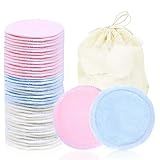 wegreeco 40 Pack Reusable Makeup Remover Pads, Washable Reusable Cotton Rounds Pads for Face, Makeup Remover Cloths for All Skin - (Velour, 3 Color)