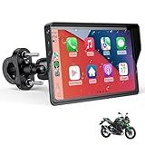 WonVon 7 Inch Wireless Motorcycle Carplay GPS Navigation System with Apple Carplay and Android Auto Portable Screen with Dual Bluetooth, Navigation, Siri, Google Assistant with Magnetic Mount