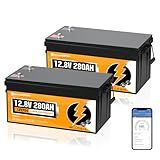 ECO-WORTHY 12V 280Ah 2 Pack LiFePO4 Lithium Battery with Bluetooth, Low Temp Protection, Built-in 200A BMS, 3584Wh Energy. Perfect for Off-Grid, RV, Solar System, Camper, Travel Trailer, Backup System