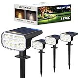 JEJOT Solar Spot Lights Outdoor Waterproof IP65,4 Pack,2CCT(3000K/6500K),4 Lighting Modes Selectable, Solar Powered Yard Garden Solar Spot Lights for Outside Landscape Auto On/Off