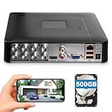 Douevo 1080p 8 Channel Security DVR Recorder with 500GB Hard Drive, H.265+ 8CH Surveillance Digital Video Recorder,Hybrid 5-in-1 (TVI/AHD/CVI/CVBS/IPC) CCTV DVR for Security Camera,Easy Remote Access