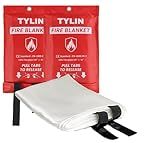 TYLIN Emergency Fire Blanket for Home & Kitchen 40” x 40” - 2 Pack, High Heat Resistant Fire Suppression Blankets for Home Safety, Kitchen, and Camping Fiberglass Welding (2)