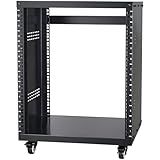 VEVOR 12U AV Rack Stand with Caster Wheels, Component Rack Cabinet Recording Studio Racks, Removable Side Panels, Universal Network Server Case, Special Vents for 19'' Audio Video Rack Mounting