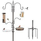 Deluxe Bird Feeding Station Kit with Multi Feeder Hanging Pole, Metal Suet Feeder, Bird Bath, Mesh Tray for Attracting Wild Birds and Planter Hanger (1 Pack)