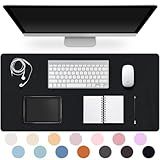 Leather Desk Pad Protector,Non-Slip Desk Pad,on-Slip PU Leather Large Mouse Pad,Easy Clean Desk Protecor Mat,Writing Pad for Office Work/Home/Decor(Black, 23.6" x 13.7")