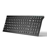 iClever BK10 Bluetooth Keyboard, Universal Bluetooth 5.1 Wireless Keyboard with Number Pad, Ergonomic Design, Multi-Device Compatibility, Stable Connection for Mac, iPad, iPhone, Android, Windows