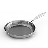 COOKER KING 8-Inch Stainless Steel Pan, Hybrid Nonstick Frying Pan, Skillet, 3-Ply Clad Cookware, Even Heat Distribution, Dishwasher & Oven Safe, with Stay-Cool Handle, Induction Compatible