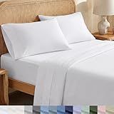 California Design Den Full Sheet Set - Soft 100% Organic Cotton Sheets with Deep Pockets, Crisp Percale, Breathable and Durable Bedding Set - White