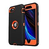 jaroco Design for iPhone SE Case 2022/2020,iPhone 8/7 [Shockproof] [Dropproof] [Dust-Proof] [Military Grade Drop Tested] with Non-Slip Removable iPhone SE 2022 Case 4.7 Inch，Orange+Black.
