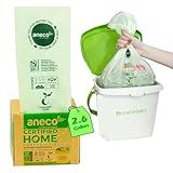 (Include 10 Bonus Bags) ANECO 100% Compostable Waste Bags 2.6 Gallon, Extra Thick Kitchen Small Compost Bags for Countertop Bin, 110 Count (100 + 10 Extra)