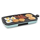 DASH Deluxe Everyday Electric Griddle with Dishwasher Safe Removable Nonstick Cooking Plate for Pancakes, Burgers, Eggs and more, Includes Drip Tray + Recipe Book, 20” x 10.5”, 1500-Watt - Aqua