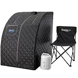 Durasage Lightweight Portable Personal Steam Sauna Spa for Relaxation at Home, 60 Minute Timer, 800 Watt Steam Generator, Chair Included (Black)