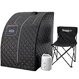 Durasage Lightweight Portable Personal Steam Sauna Spa for Relaxation at Home, 60 Minute Timer, 800 Watt Steam Generator, Chair Included (Black)