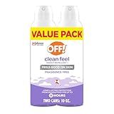 Off! Clean Feel Insect Repellent Aerosol with 20% Picaridin - Long-Lasting DEET-Free Protection from Mosquitoes, Fragrance-Free Pest Control for Ticks & Flies, Camping, Bug Spray - 5 oz (Pack of 2)