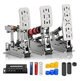 SIMSONN Plus X Sim Racing Pedals PC Racing Simulator Load Cell HE Hydraulic Pedal Support Haptic Reactor-Silver (3 Pedals Set P3-H3)