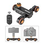 Neewer 3 Wheels Wireless Video Camera Dolly, 3 Speed Motorized Electric Track Rail Slider Dolly Car with Remote Control, Compatible with DSLR Camera Camcorder GoPro iPhone and Android Smartphone